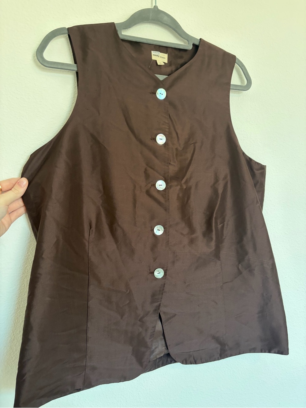 DONNI Brown Silk Taffeta Lady Vest - Picture 8 of 10